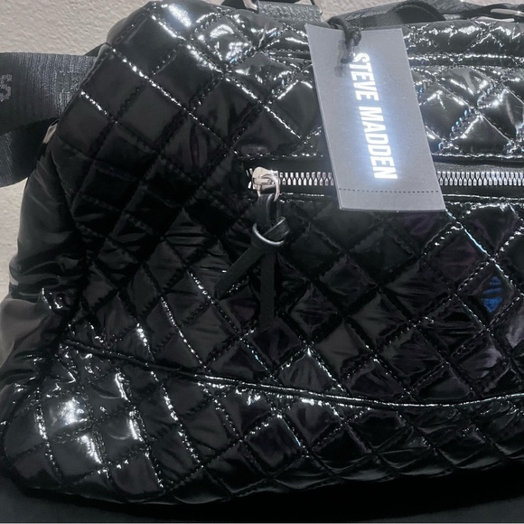Steve Madden Weekender Black Patent Faux Leather Bag NWT - Picture 6 of 8